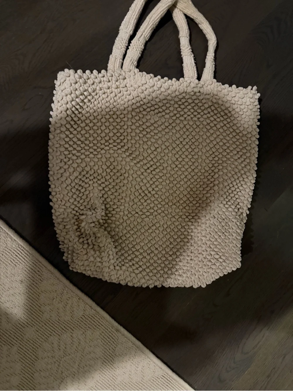 Jiti Popcorn Knit Handwoven Cream Crochet Satchel Tote